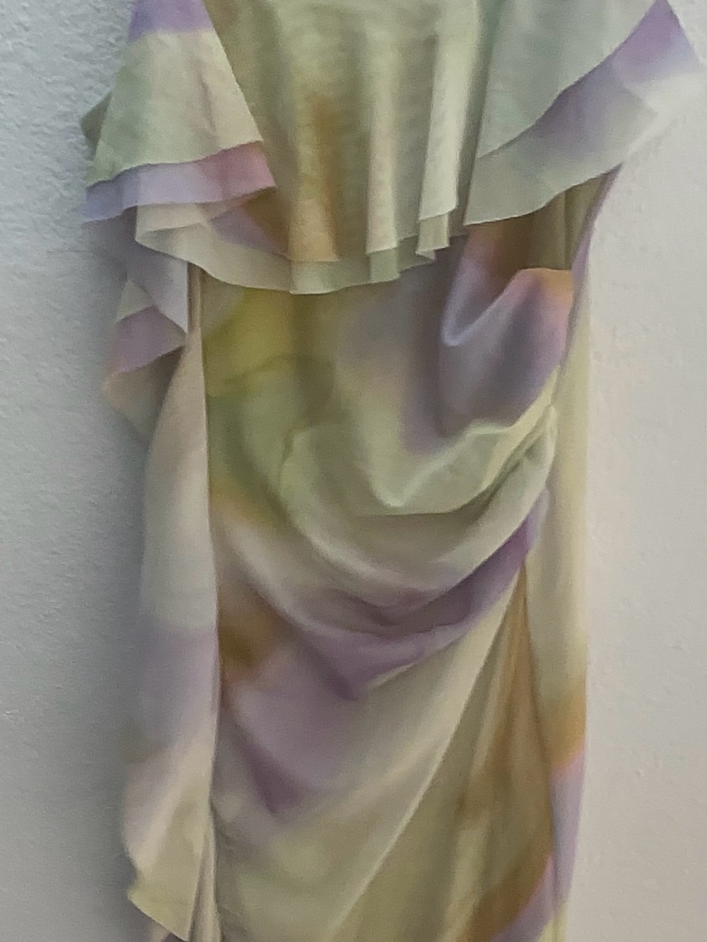 Zara Strapless Pastel Ruffle Dress in Lilac, Cream & Pale Yellow